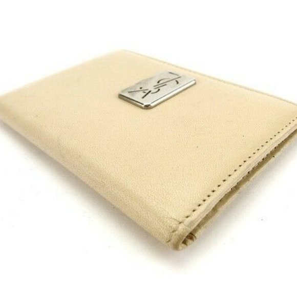 Auth Saint Laurent Card Case Beige Silver Woman - Picture 4 of 6